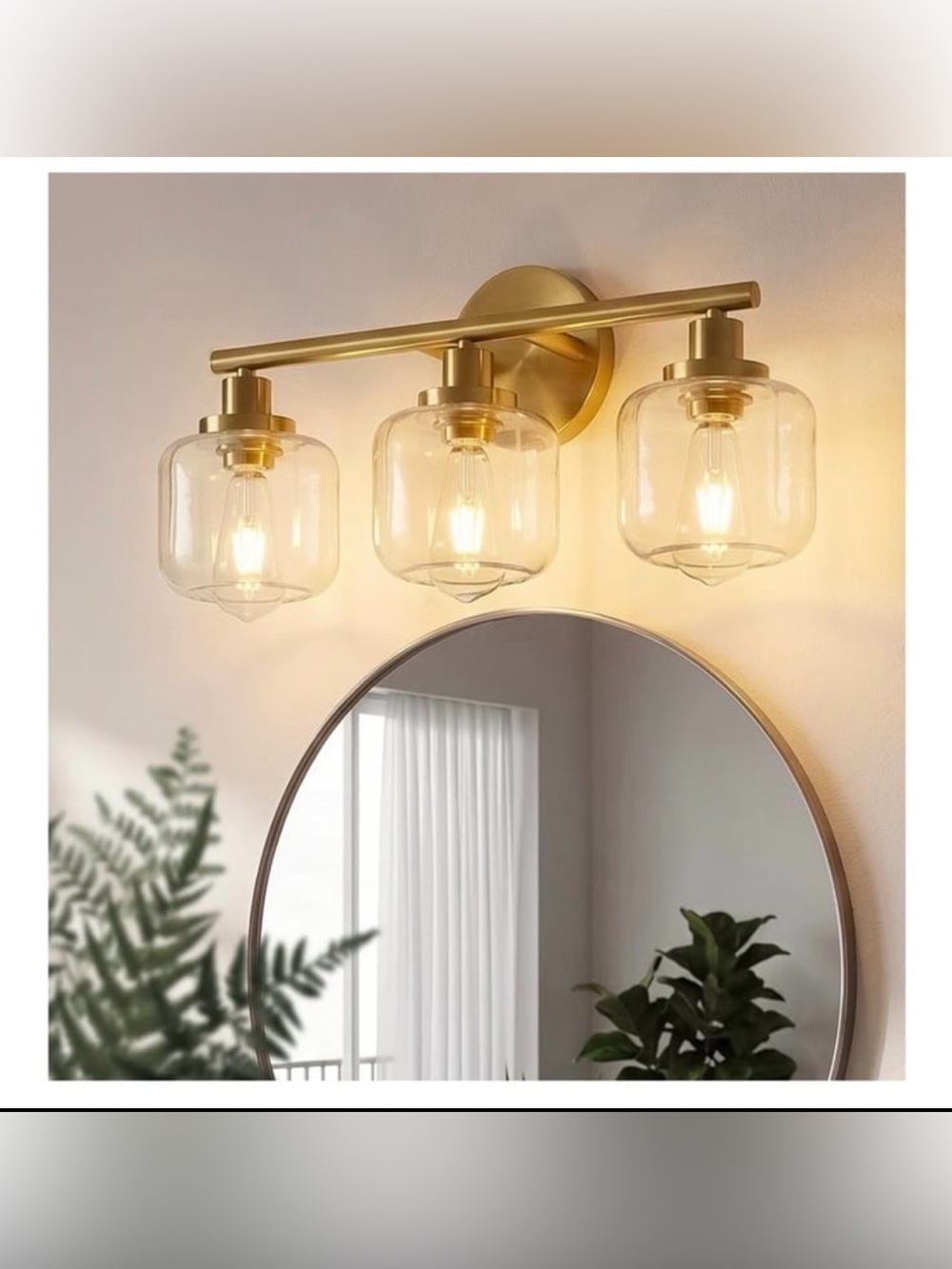 2026 Bathroom Light Fixtures, 3-Light Gold Vanity Light,